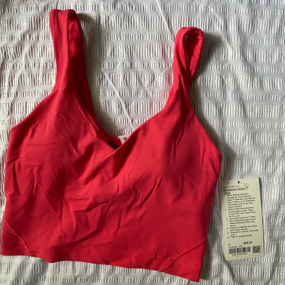 NWT Lululemon Align tank in lip gloss - size 6